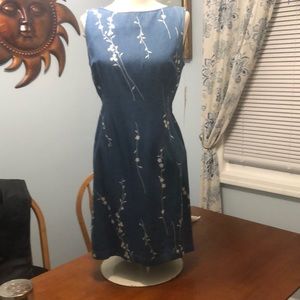 Denim with white flower print sleeveless dress with tags from Robbie Bee petite